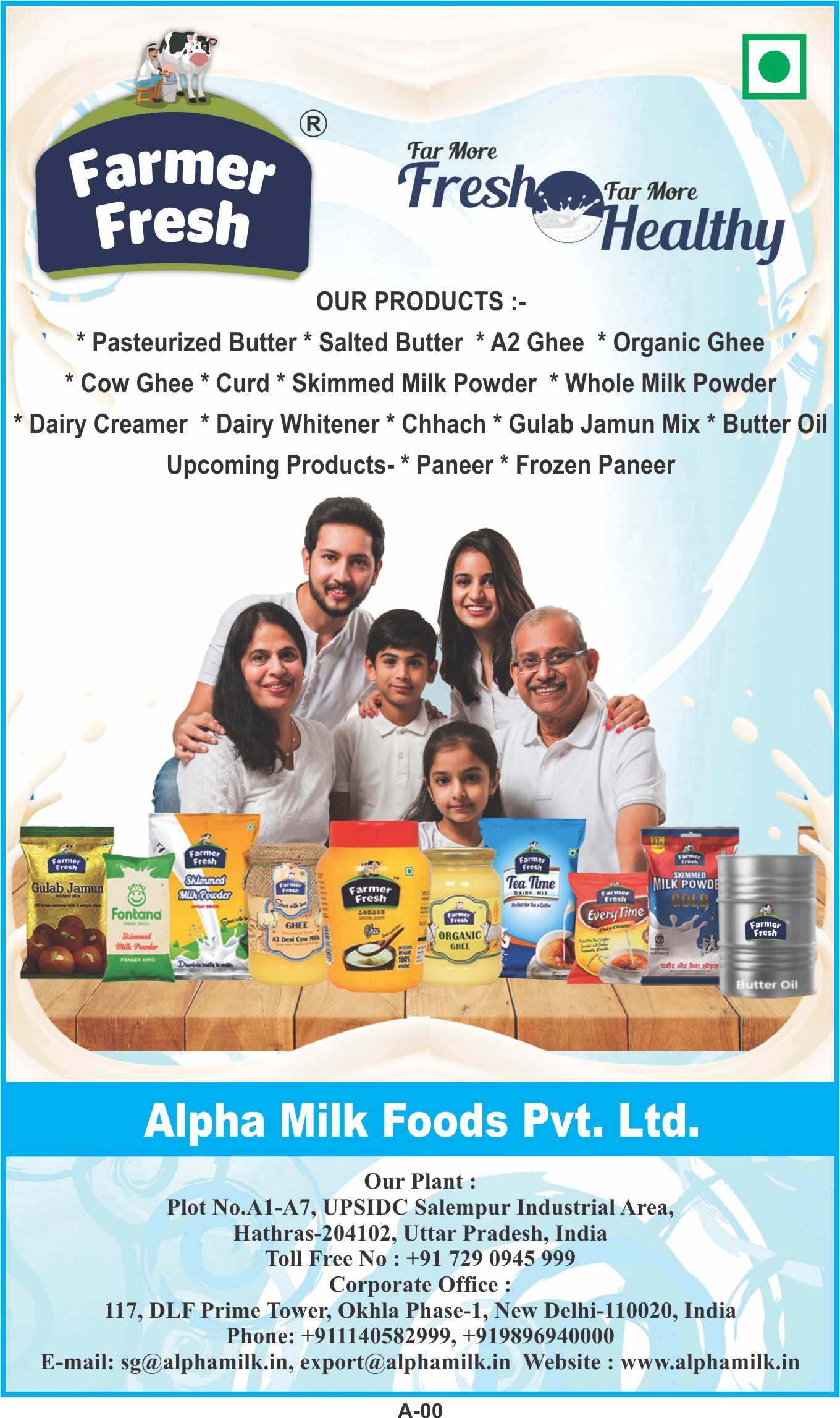 ALPHA MILK FOODS PVT. LTD. Desi Ghee, Milk, Matka Dahi and Paneer